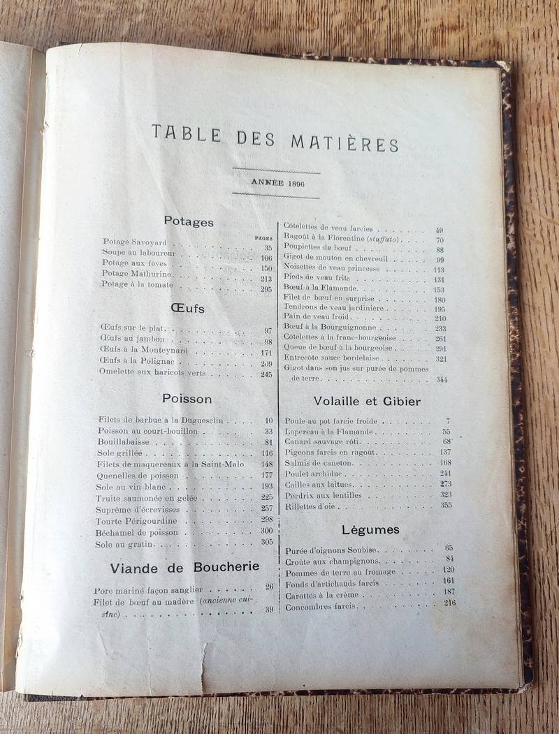 Le Pot au Feu 1896 (24 numéros reliés du 1 janvier 1896 au 15 décembre 1896) 4ème année. Journal de cuisine pratique et d'économie domestique