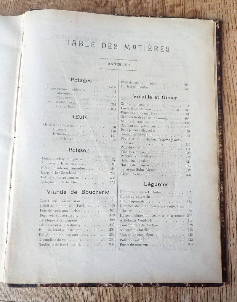 Le Pot au Feu 1899 (24 numéros reliés du 1 janvier 1899 au 15 décembre 1899) 7ème année. Journal de cuisine pratique et d'économie domestique