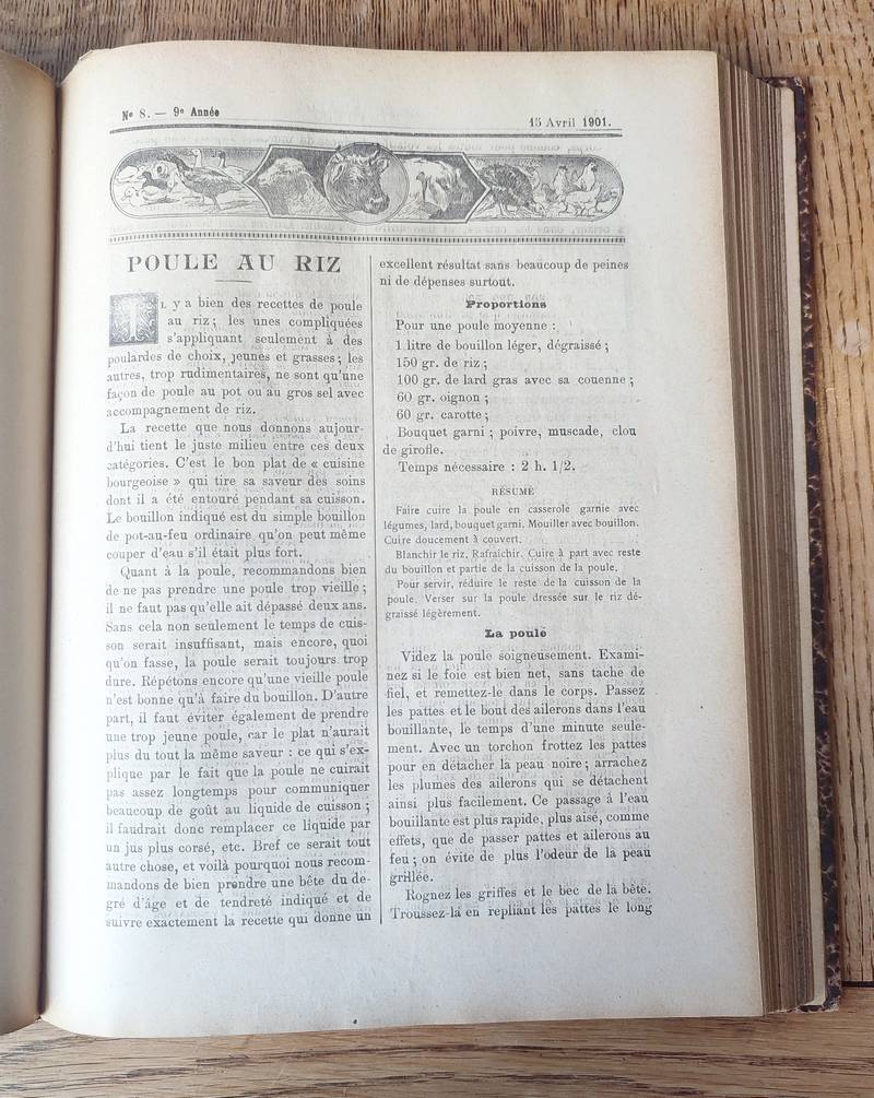 Le Pot au Feu 1901 (24 numéros reliés du 1 janvier 1901 au 15 décembre 1901) 9ème année. Journal de cuisine pratique et d'économie domestique