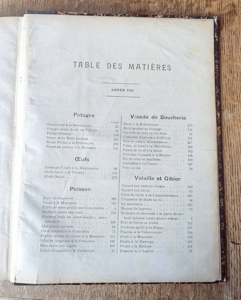Le Pot au Feu 1902 (24 numéros reliés du 1 janvier 1902 au 15 décembre 1902) 10ème année. Journal de cuisine pratique et d'économie domestique