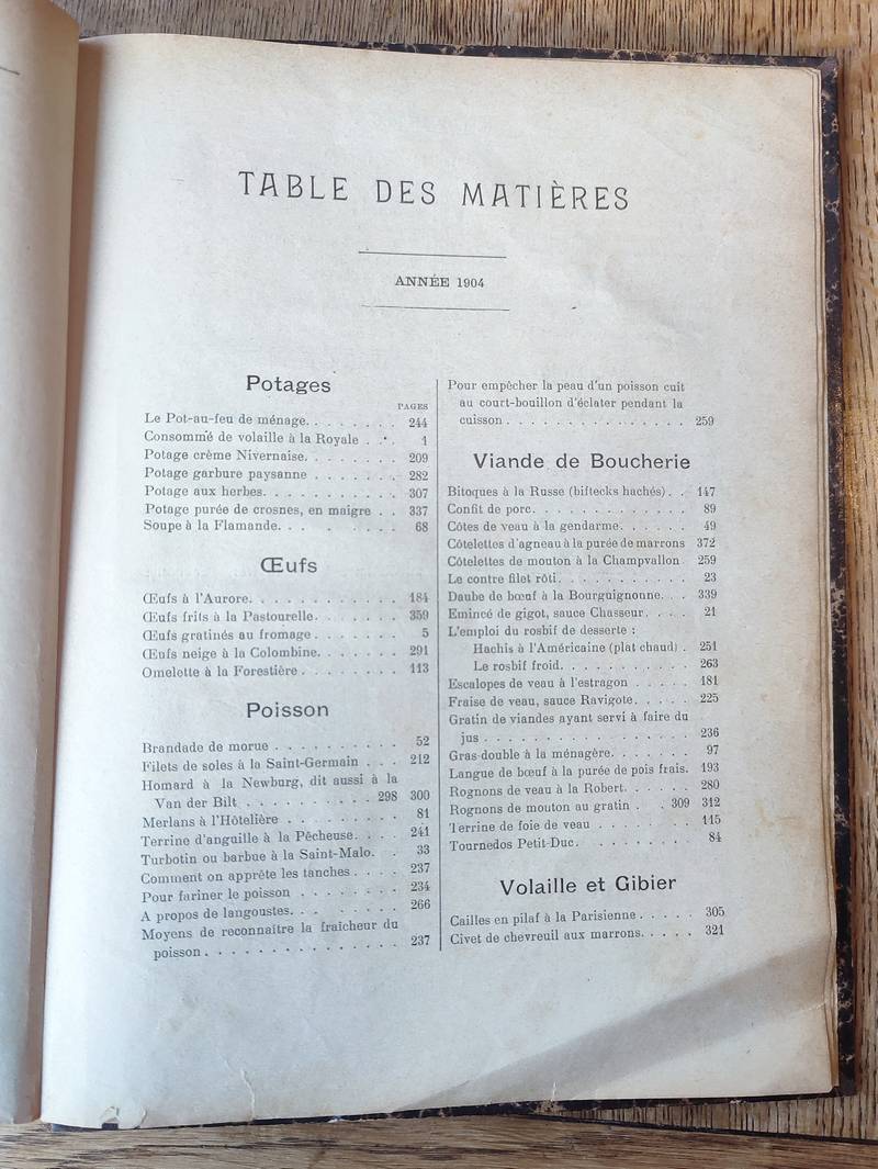 Le Pot au Feu 1904 (24 numéros reliés du 1 janvier 1904 au 15 décembre 1904) 12è année. Journal de cuisine pratique et d'économie domestique