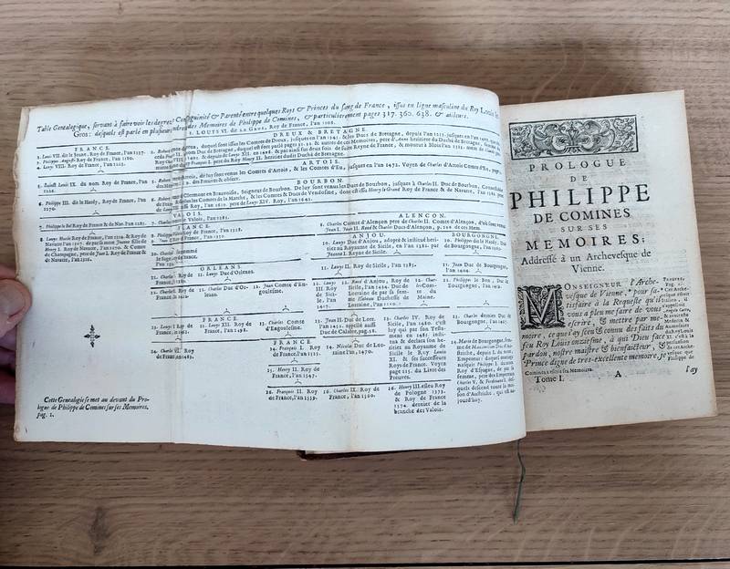 Mémoires de Messire de Philippe de Comines, Seigneur d'Argenton, (4 volumes) contenant l'Histoire des Rois Louis XI & Charles VIII, depuis 1464, jusqu'en 1498. Augmentez de plusieurs Traittez, Contracts, Testaments, Actes & observations