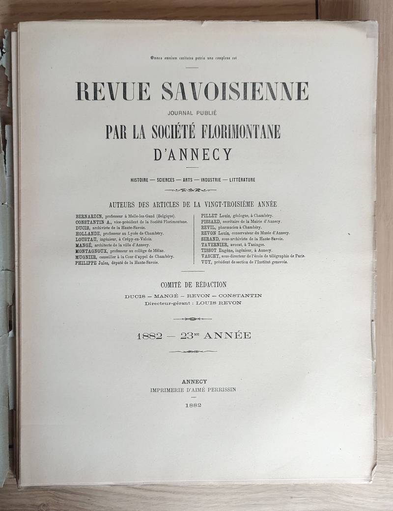 Revue Savoisienne, 1882, 23ème année