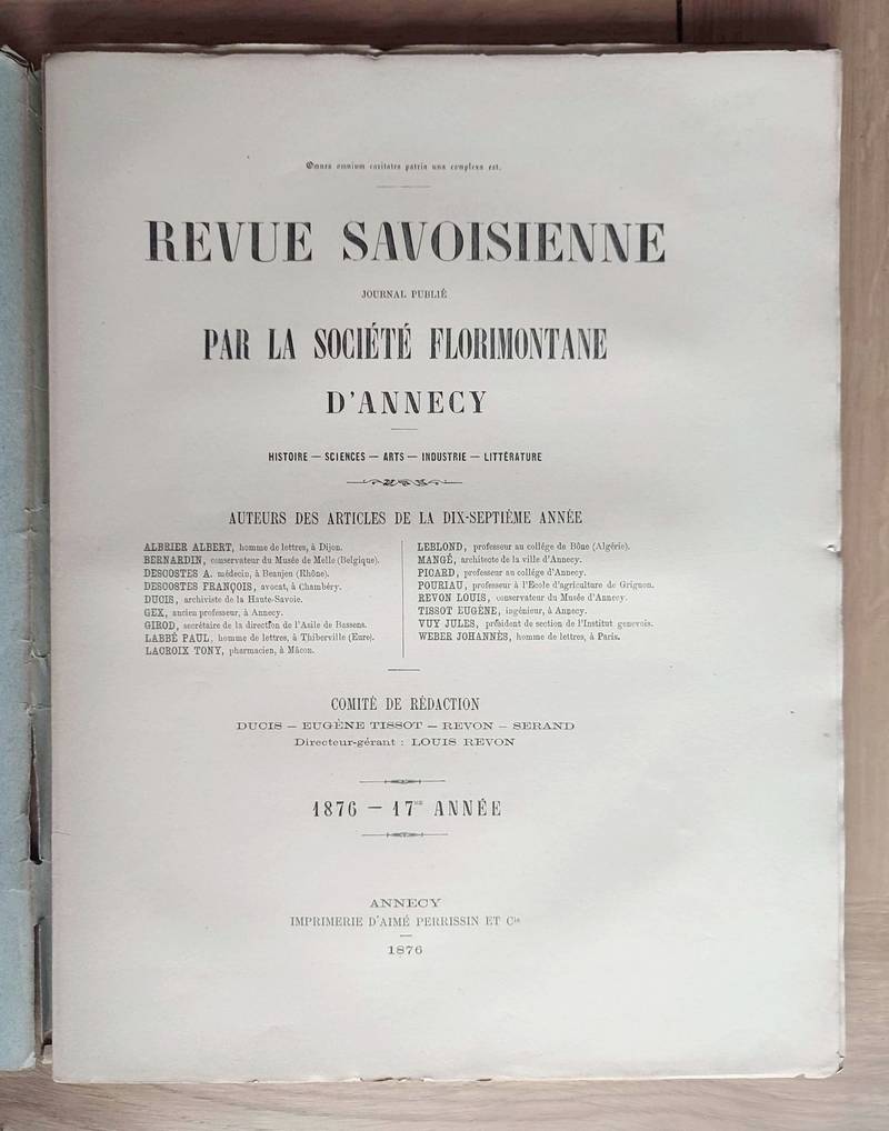 Revue Savoisienne, 1876, 17ème année