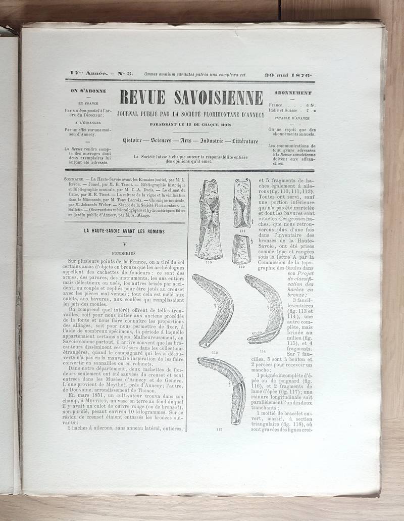 Revue Savoisienne, 1876, 17ème année
