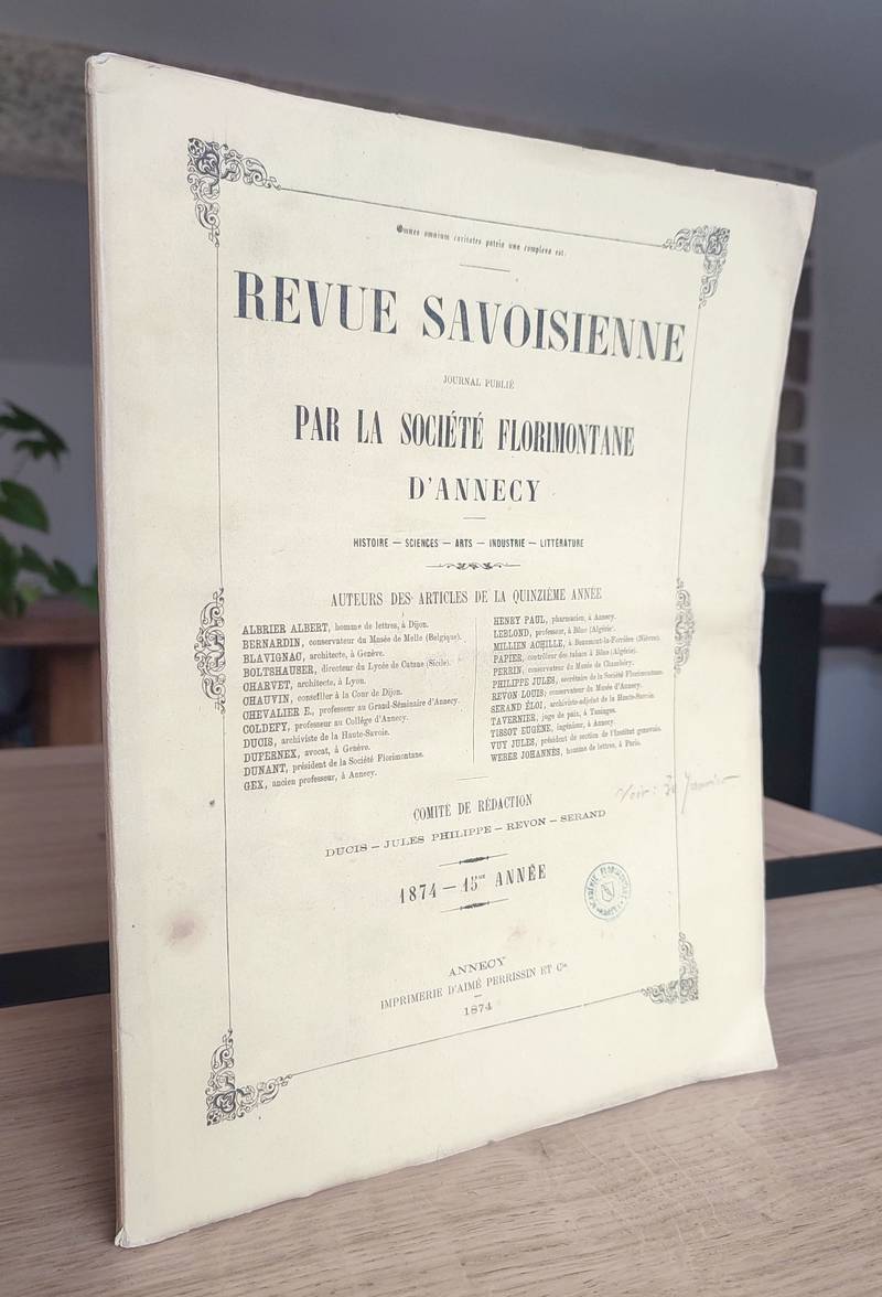 Revue Savoisienne, 1874, 15ème année