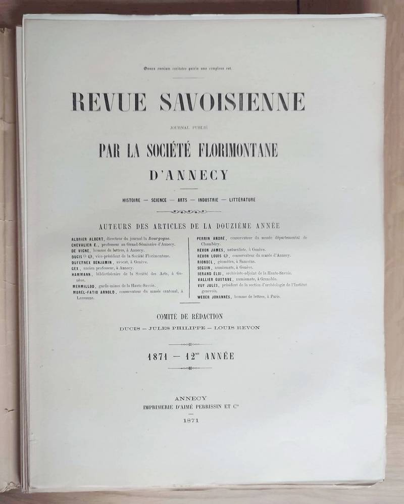 Revue Savoisienne, 1871, 12ème année