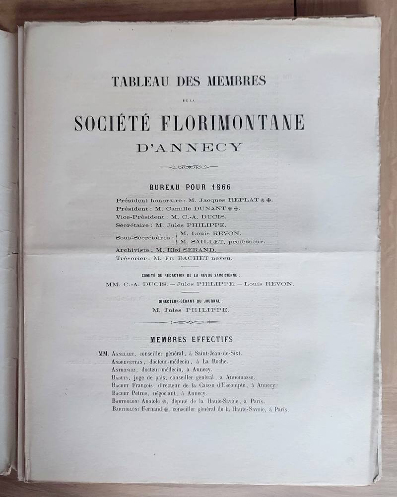 Revue Savoisienne, 1866, 7ème année