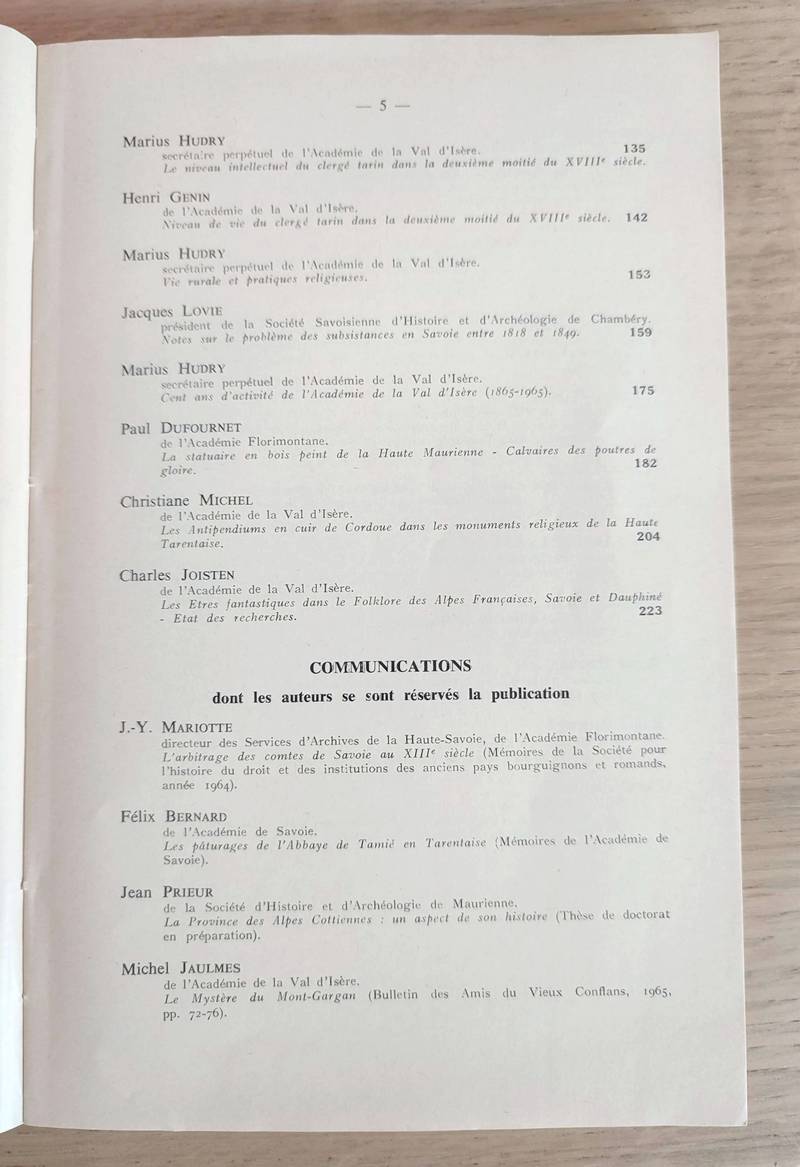 Congrès des Sociétés savantes de la Province de Savoie. Actes du Congrès de Moutiers 5 et 6 septembre 1964