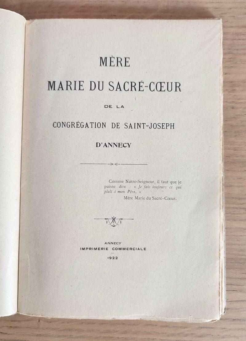 Mère Marie du Sacré-Coeur de la congrégation de Saint-Joseph d'Annecy