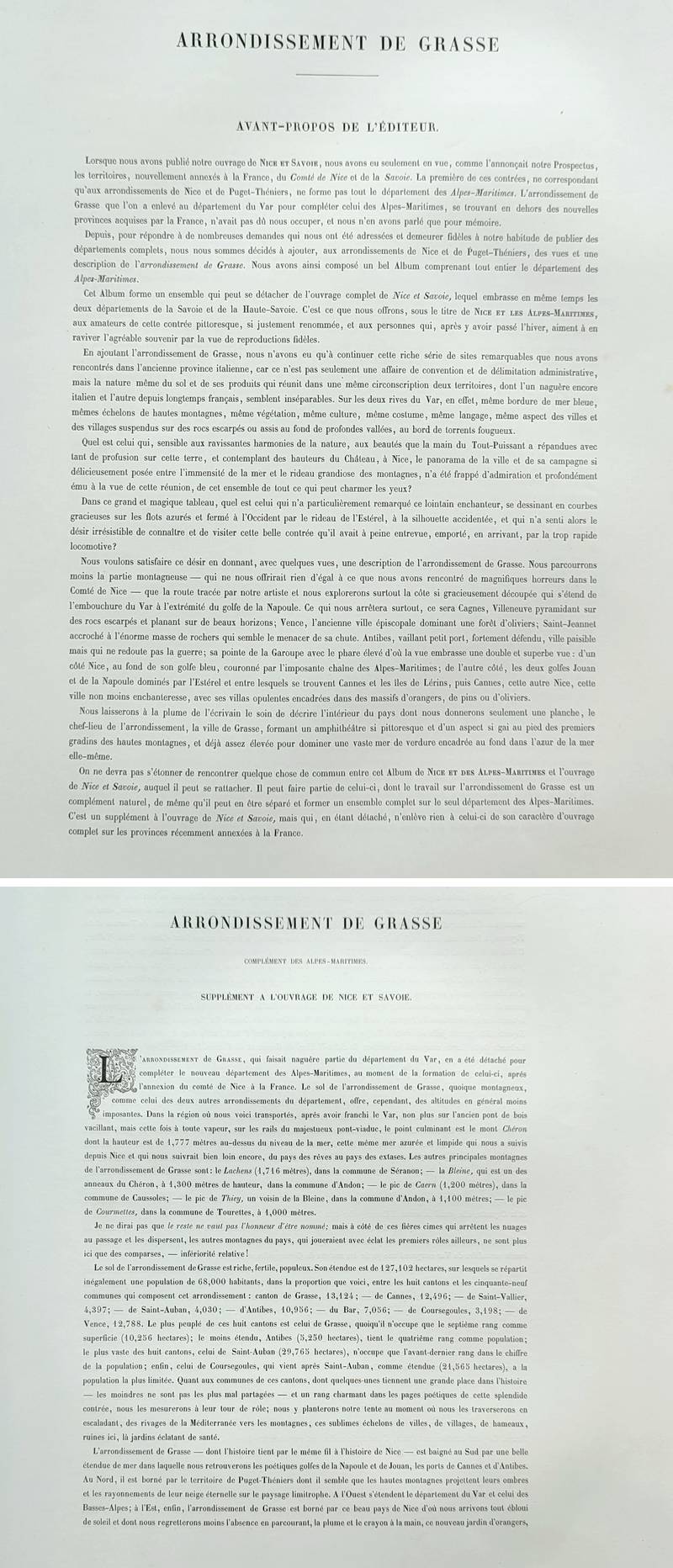 Nice et les Alpes-Maritimes, sites pittoresques, monuments, description, et histoire des Arrondissements de Nice, de Puget-Théniers et de Grasse (20 livraisons et 40 lithographies originales en couleurs)(Nice et Savoie)