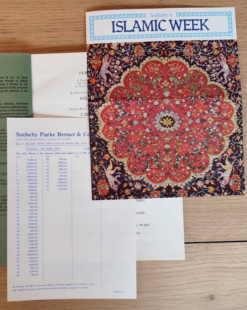 Sotheby's. Catalogue of Islamic rugs and carpets from the 16th to the 19th century. Wedensday 14 th april 1976