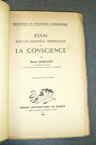 Essai sur les données immédiates de la conscience