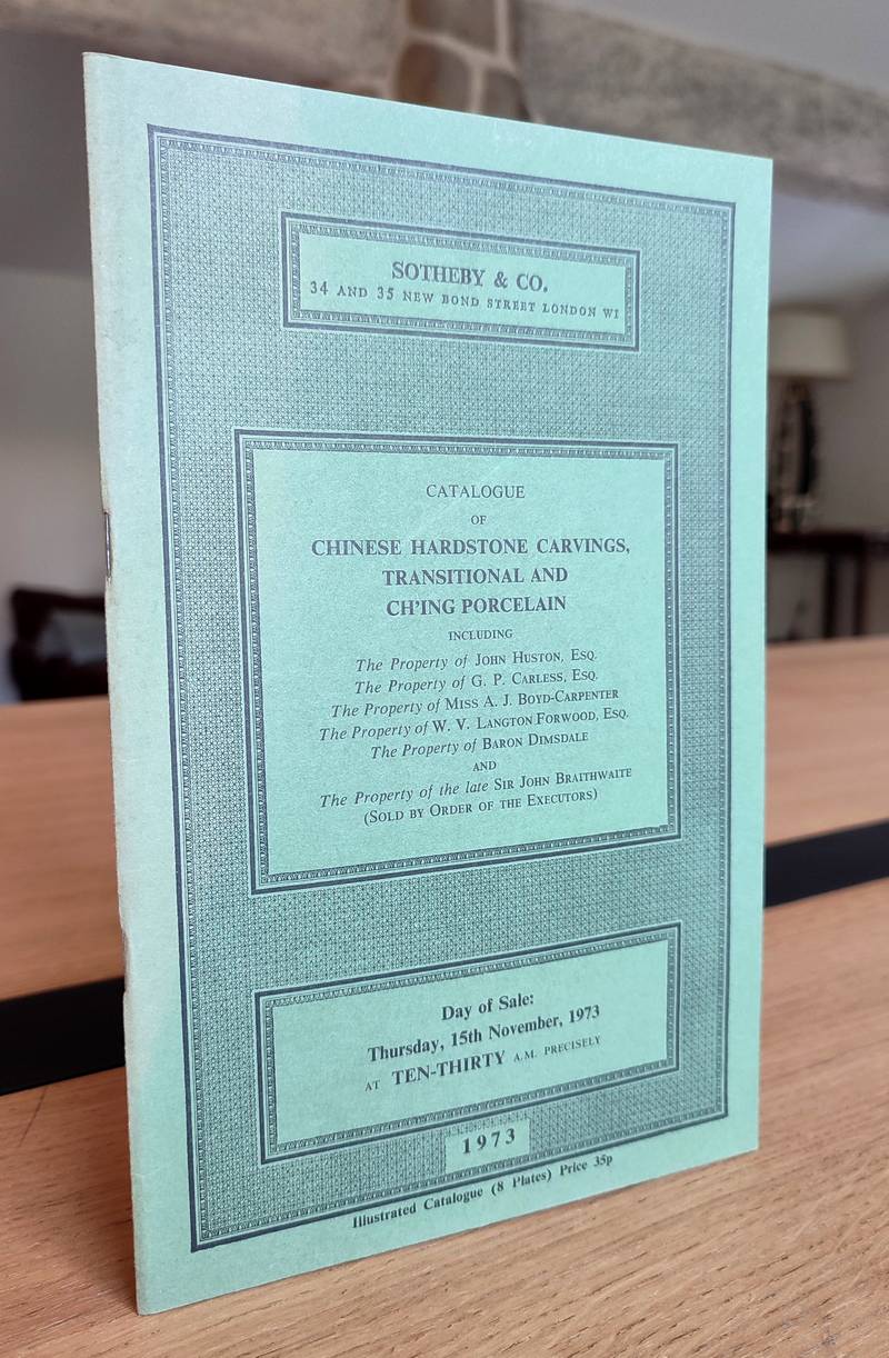 Sotheby and Co. Catalogue of chinese hardstone carvings transitional and Ch'ing porcelain. 15 november 1973