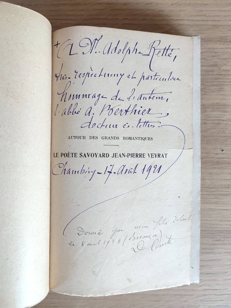 Le poète savoyard Jean-Pierre Veyrat 1810 - 1844. Étude biographique et littéraire, nombreux documents rares ou inédits, deux portraits