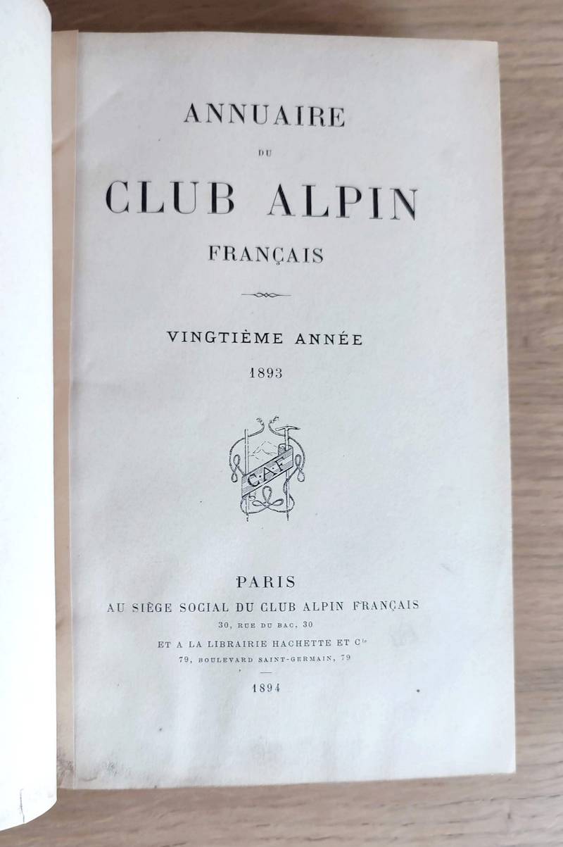 Annuaire du Club Alpin français. Vingtième année 1893