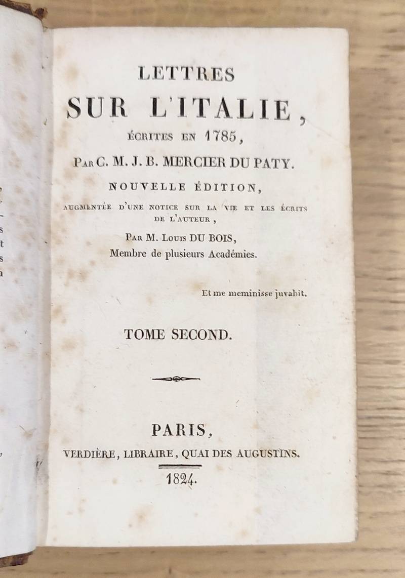 Lettres sur l'Italie écrites en 1785 (2 volumes)