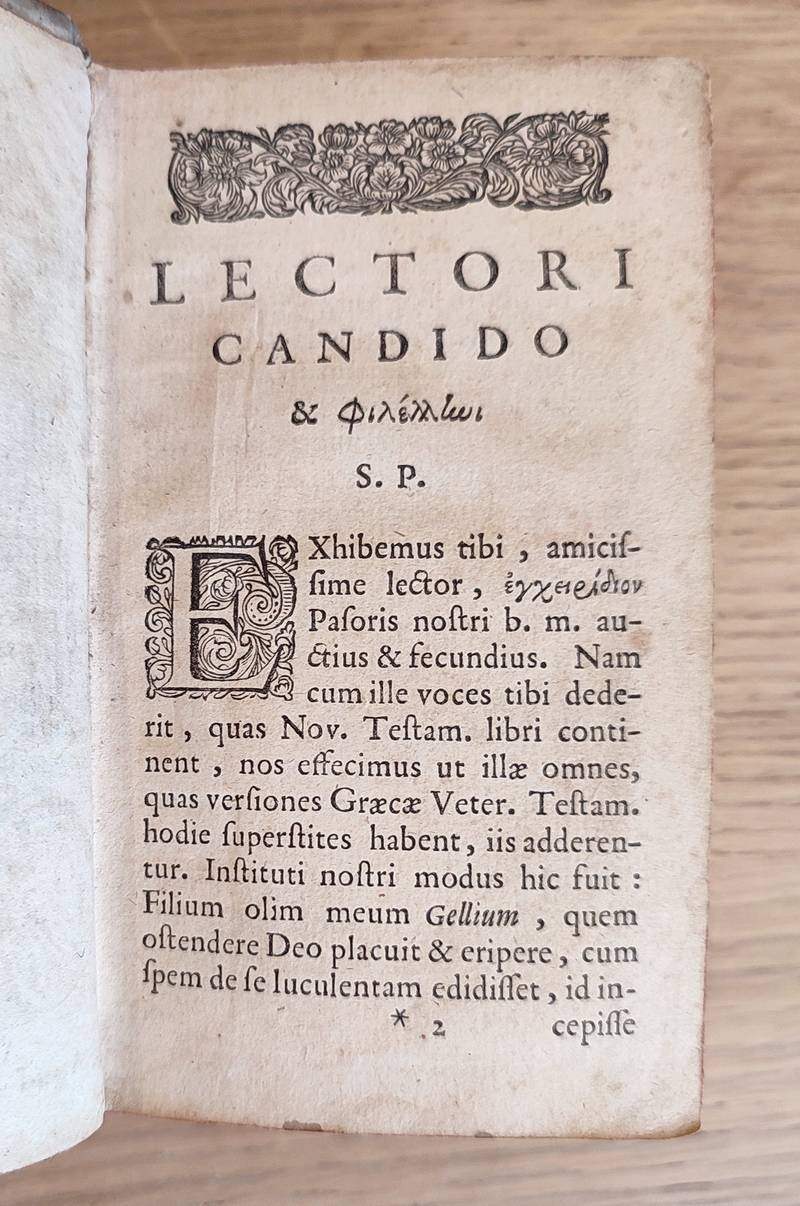 Manuel novi testamenti, auctum vocibus quae occurrunt in versionibus antiquis graecis Veteris testamenti...