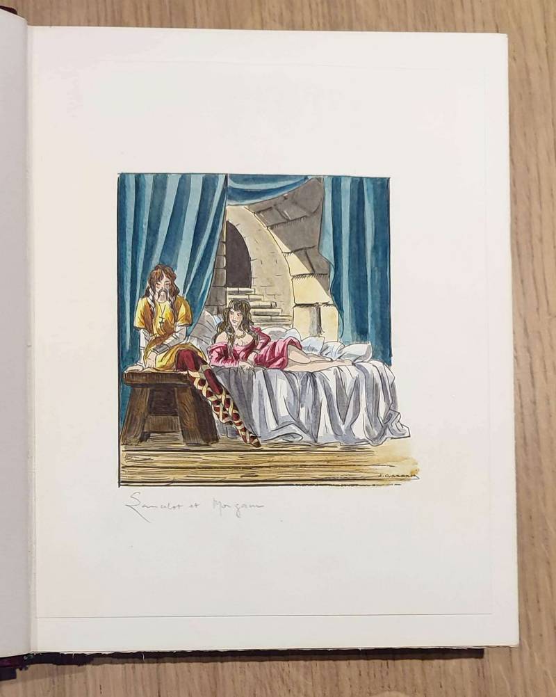 Les Romans de la Table Ronde (5 volumes avec suite et un dessin en couleurs signé) Le Roi Artus - Combats d'Artus - Lancelot du lac - La quête du Graal - La mort d'Artus