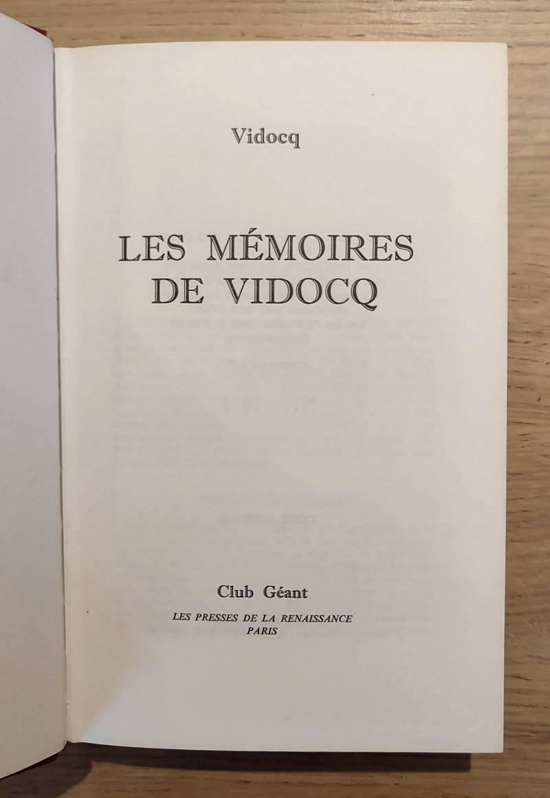 Les mémoires de Vidocq