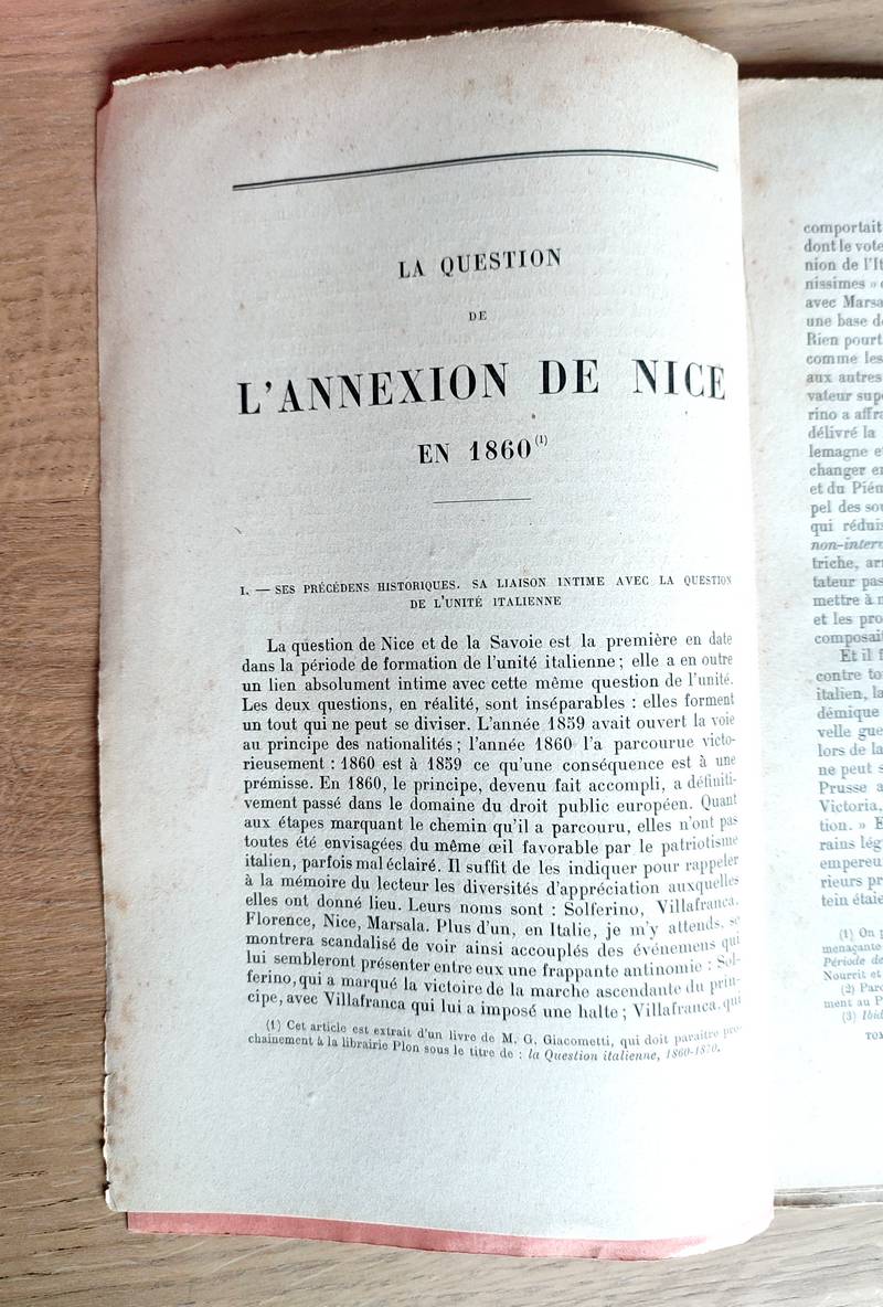 La question de l'Annexion de Nice
