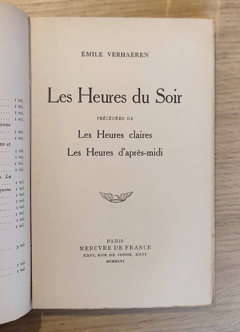 Les heures du soir. Précédées de : « Les heures claires » et « Les heures d'après-midi »