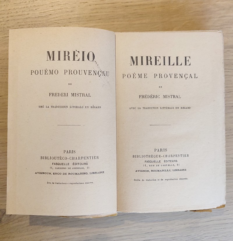 Miréio, poème provençal. Avec la traduction littérale en regard