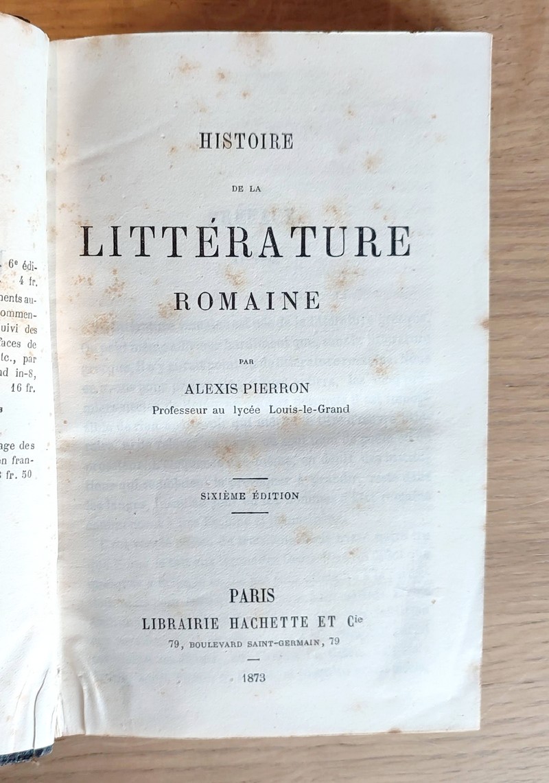 Histoire de la Litterature Romaine