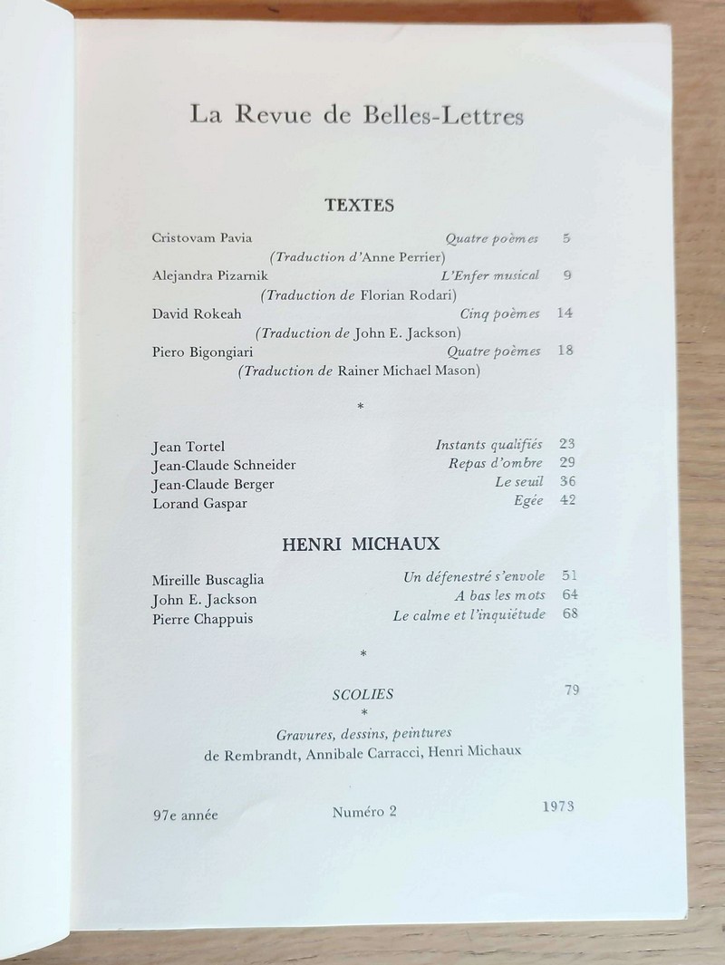 La Revue des belles lettres 2, 1973 (RBL)