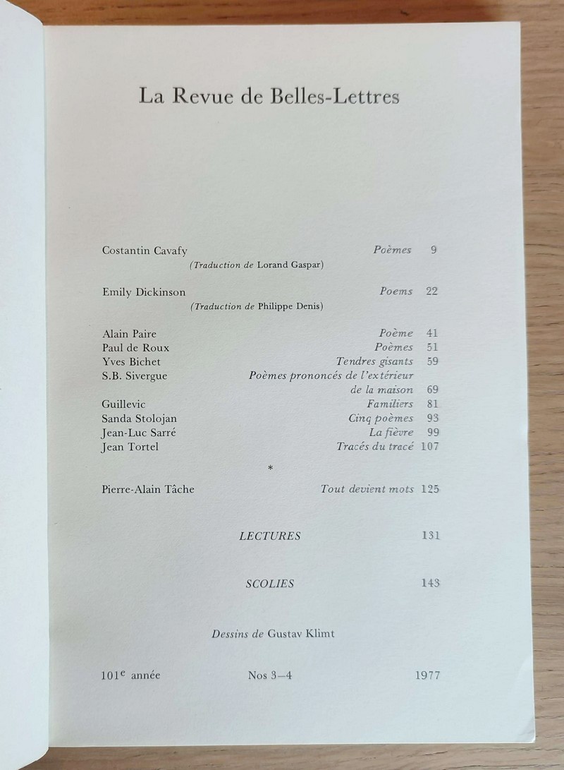 La Revue des belles lettres 3-4, 1977 (RBL)