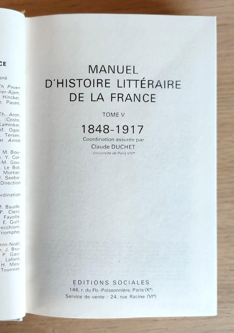 Manuel d'Histoire littéraire de la France, volume V de 1848 à 1913