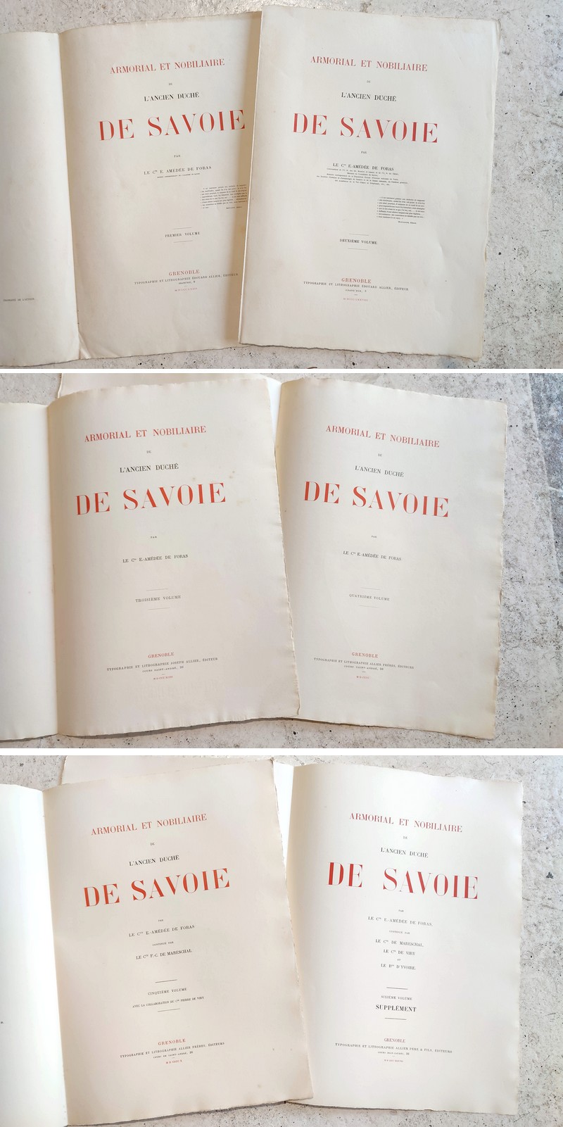 Armorial et Nobiliaire de l'Ancien Duché de Savoie (Complet des 6 volumes en feuilles telles que...