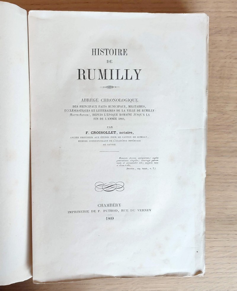 Histoire de Rumilly (1869) avec le Supplément (1882)