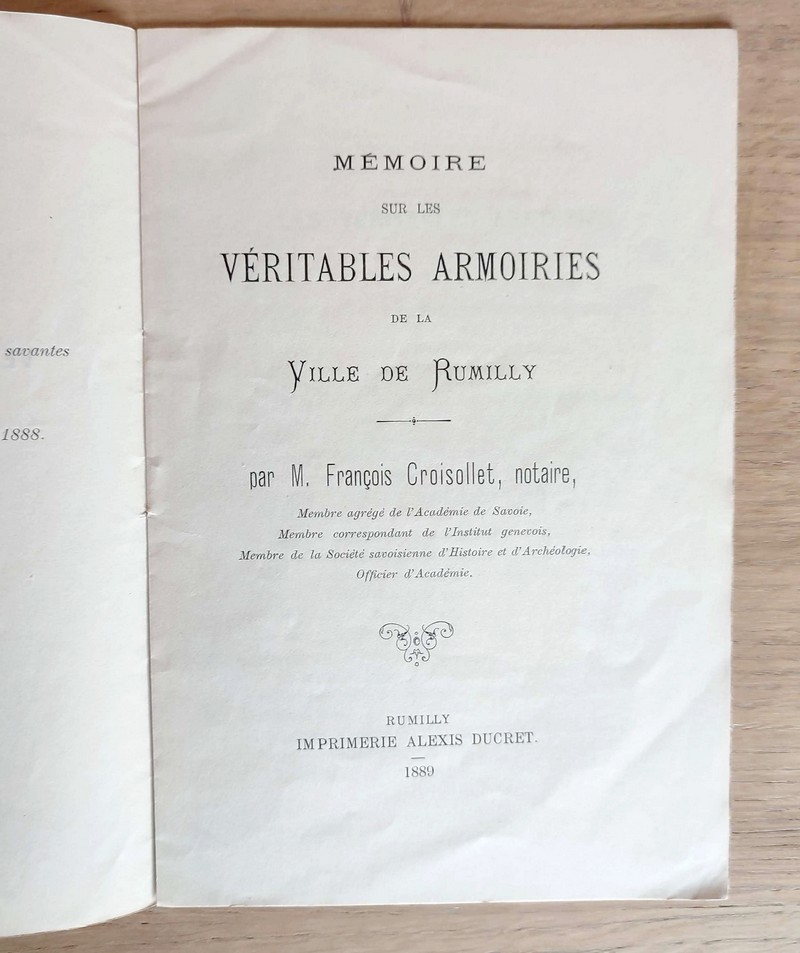 Histoire de Rumilly (1869) avec le Supplément (1882)