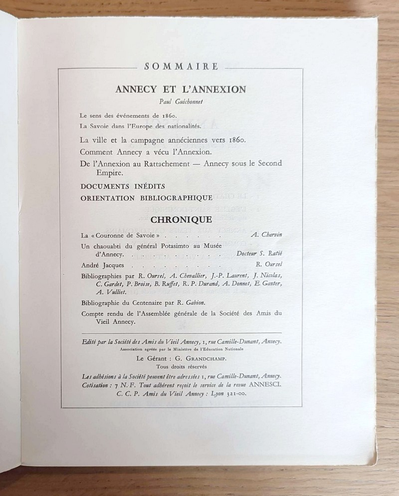 Annesci N° 8 - Annecy et l'Annexion