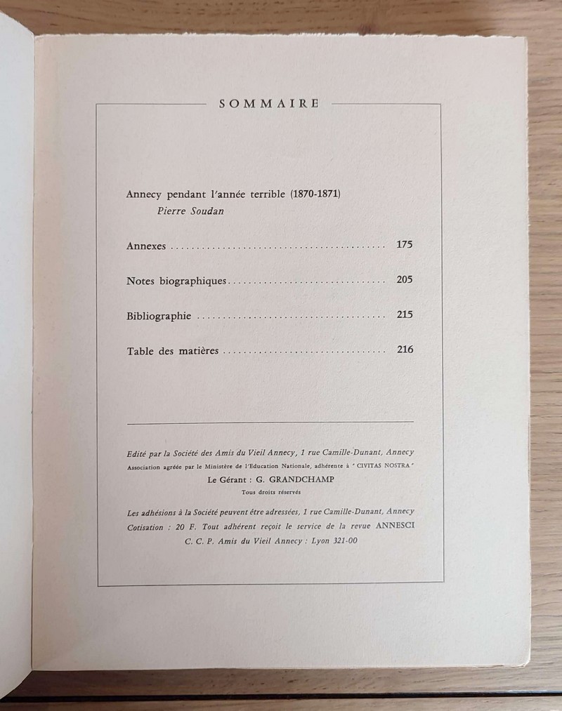 Annesci N° 17 - Annecy pendant l'année terrible 1870-1871