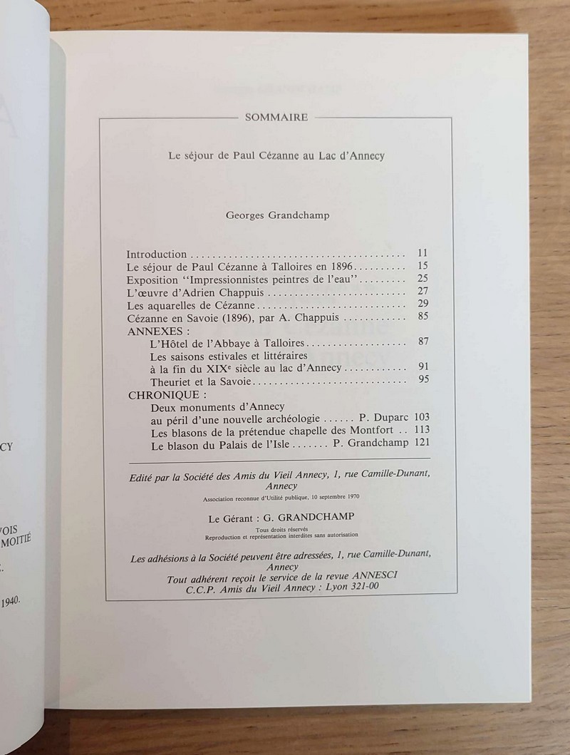 Annesci N° 30 - Le séjour de Paul Cézanne au lac d'Annecy