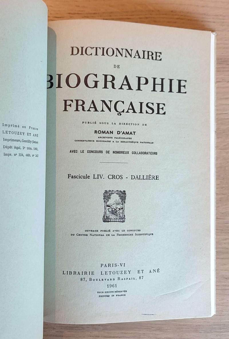 Dictionnaire de biographie française. Fascicules LII - LIII - LIV