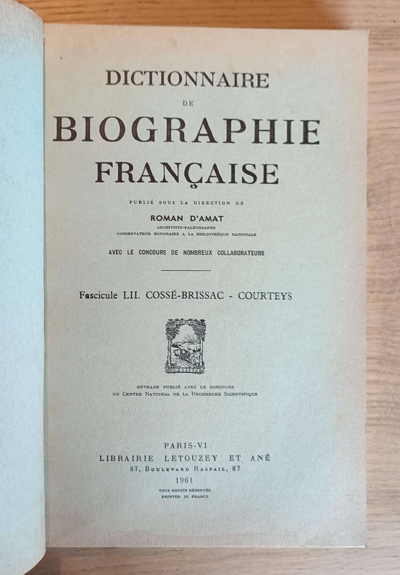 Dictionnaire de biographie française. Fascicules LII - LIII - LIV