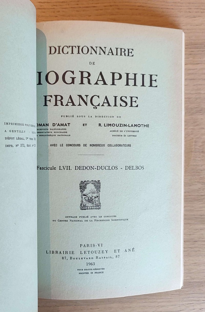 Dictionnaire de biographie française. Fascicules LV - LVI - LVII