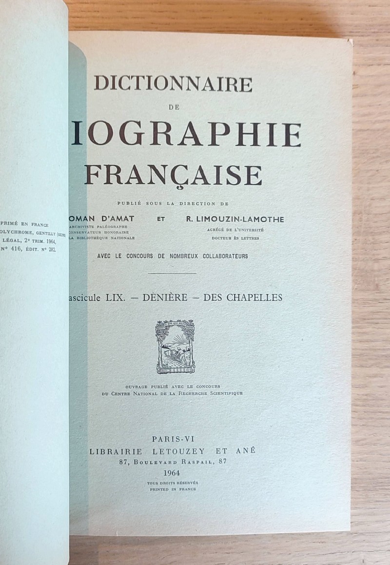 Dictionnaire de biographie française. Fascicules LVIII - LIX - LX