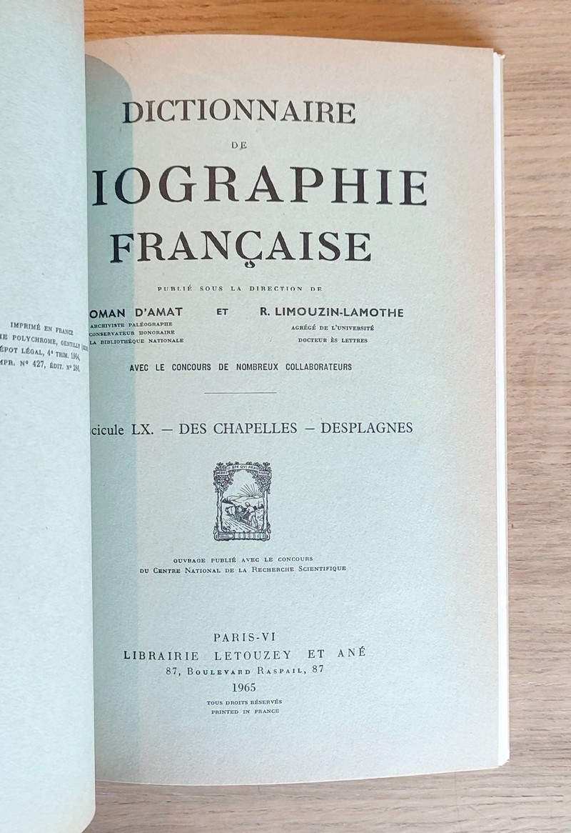 Dictionnaire de biographie française. Fascicules LVIII - LIX - LX