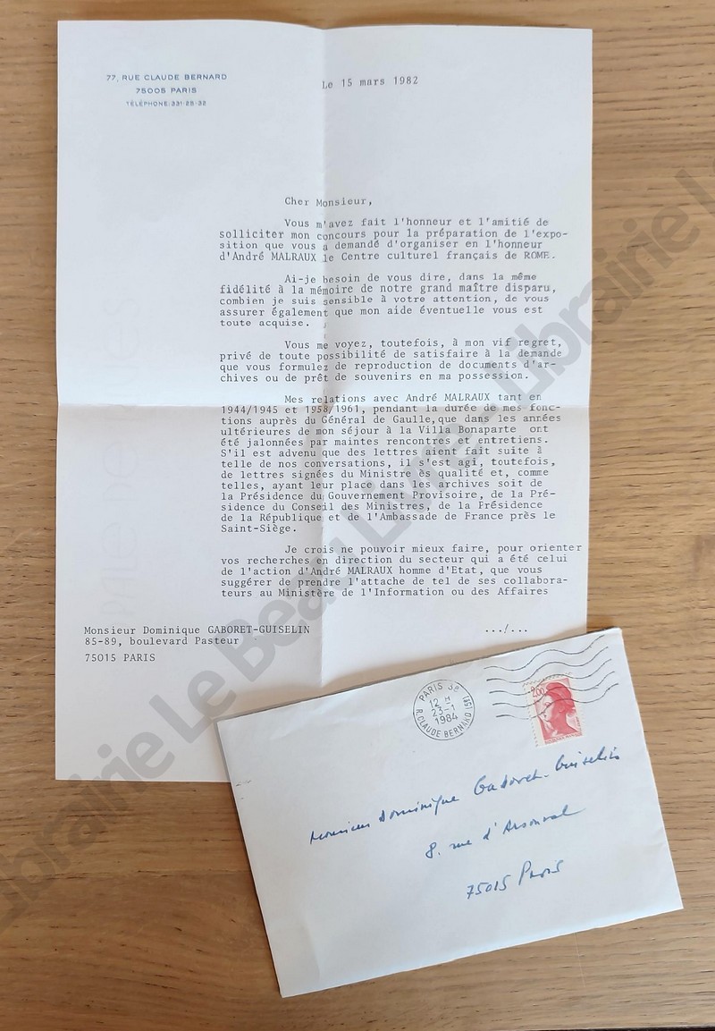 Lettre tapuscrite de deux pages signée par René Brouillet