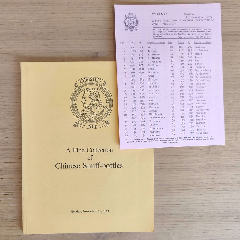 A fine collection of chinese snuff-bottles. Christie's, on Monday, November 11, 1974