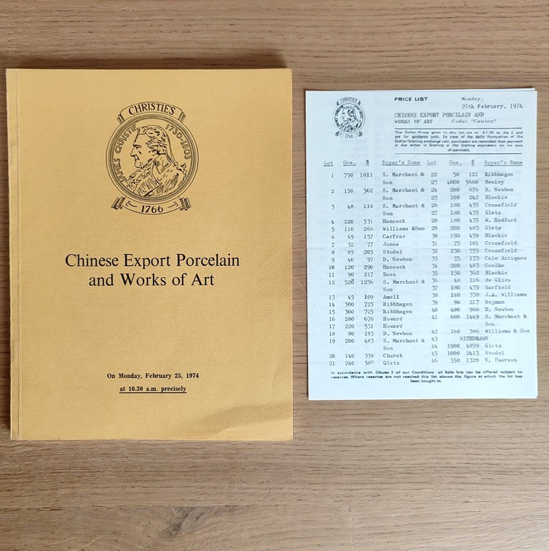 Chinese export porcelain and works of art. Christie's, on Monday, February 25, 1974