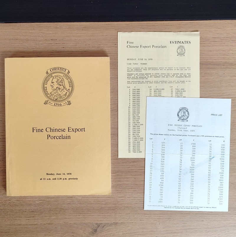 Fine chinese export porcelain. Christie's, on Monday, June 14, 1976