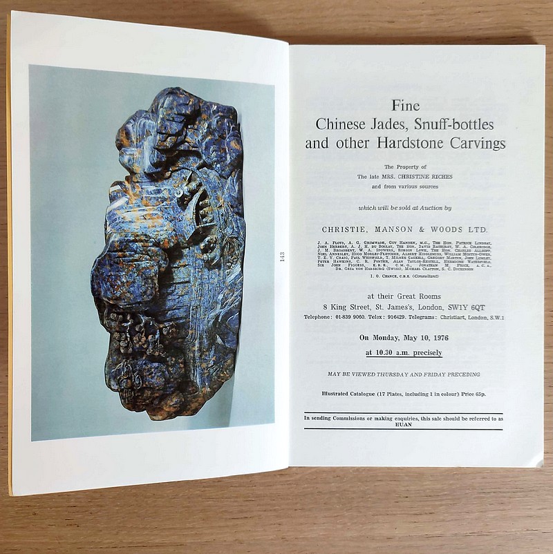 Fine chinese jades and snuff-bottles. Christie's, on Monday, May 10, 1976