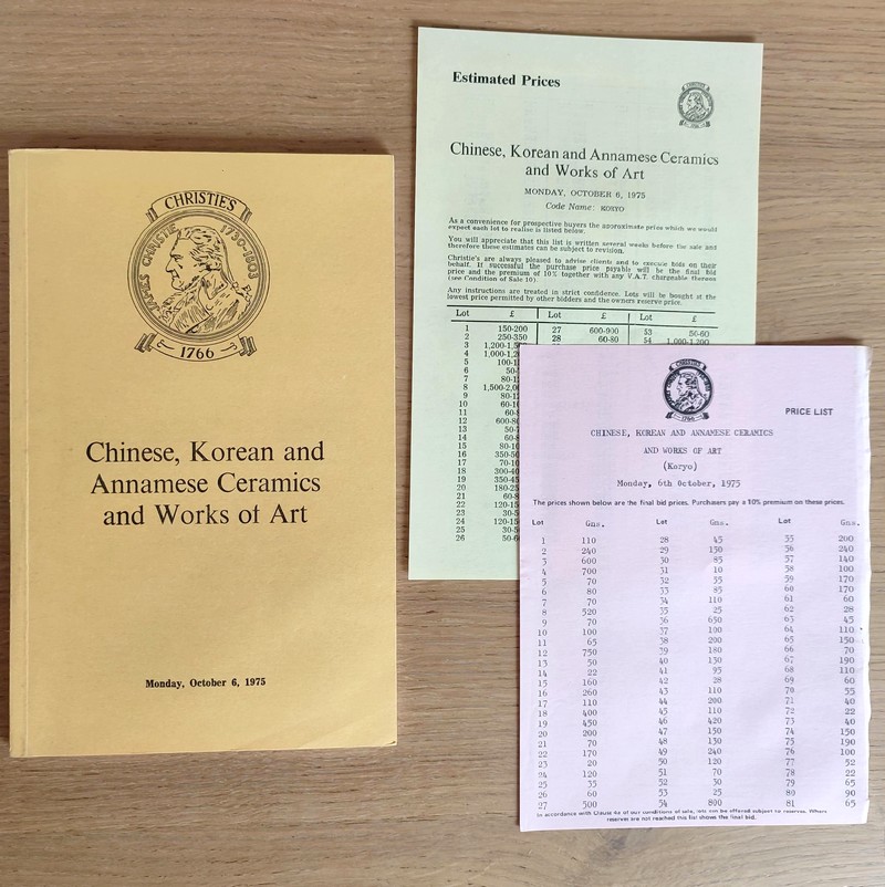 Chinese, Korean and annamese ceramics and works of art. Christie's, on Monday, October 6, 1975