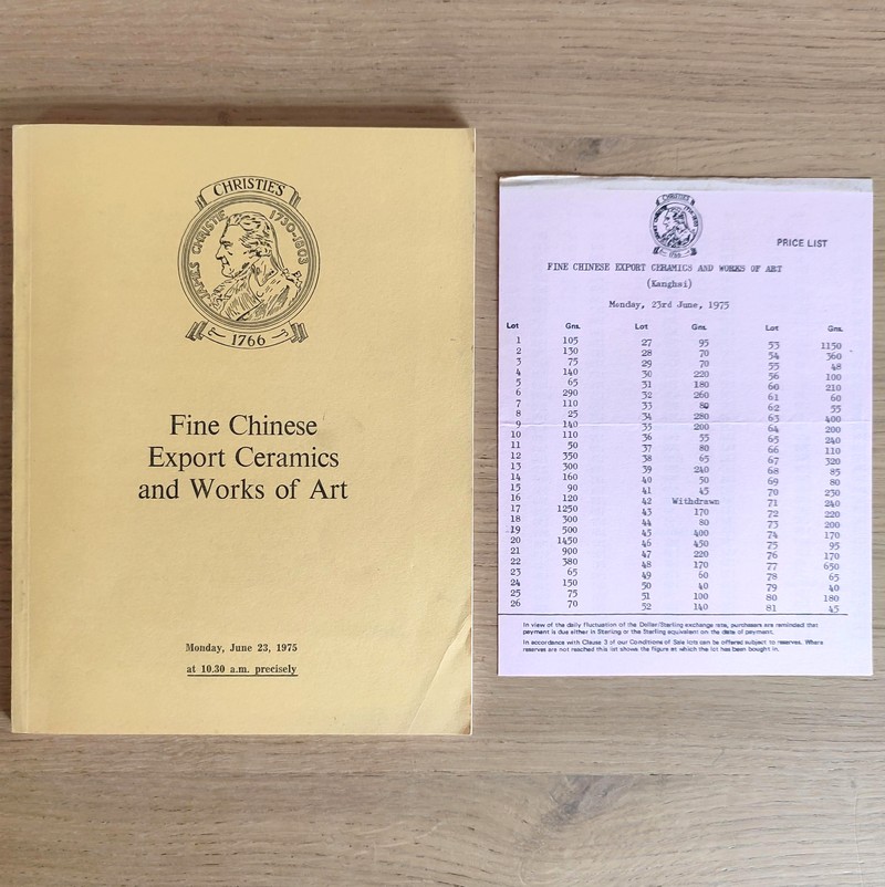 Fine chinese export ceramics and works of art. Christie's, on Monday, June 23, 1975