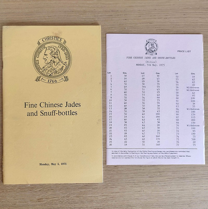 Fine Chinese Jades ans Snuff-bottles. Christie's, on Monday, May 5, 1975